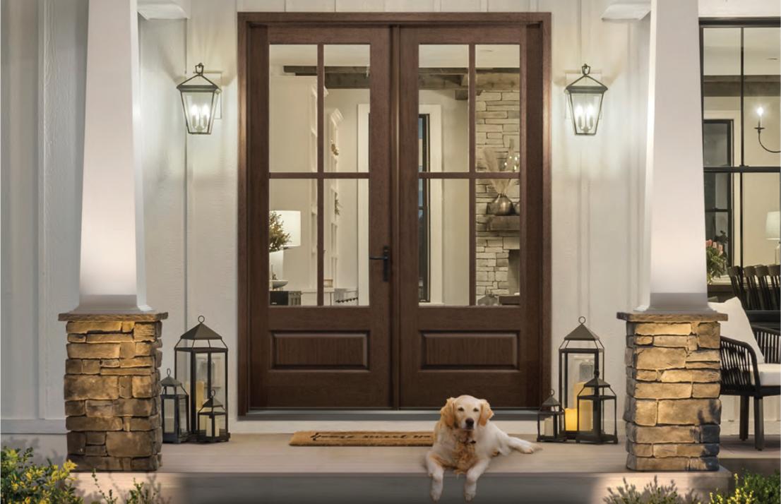 Pair of wood French doors with large glass panels